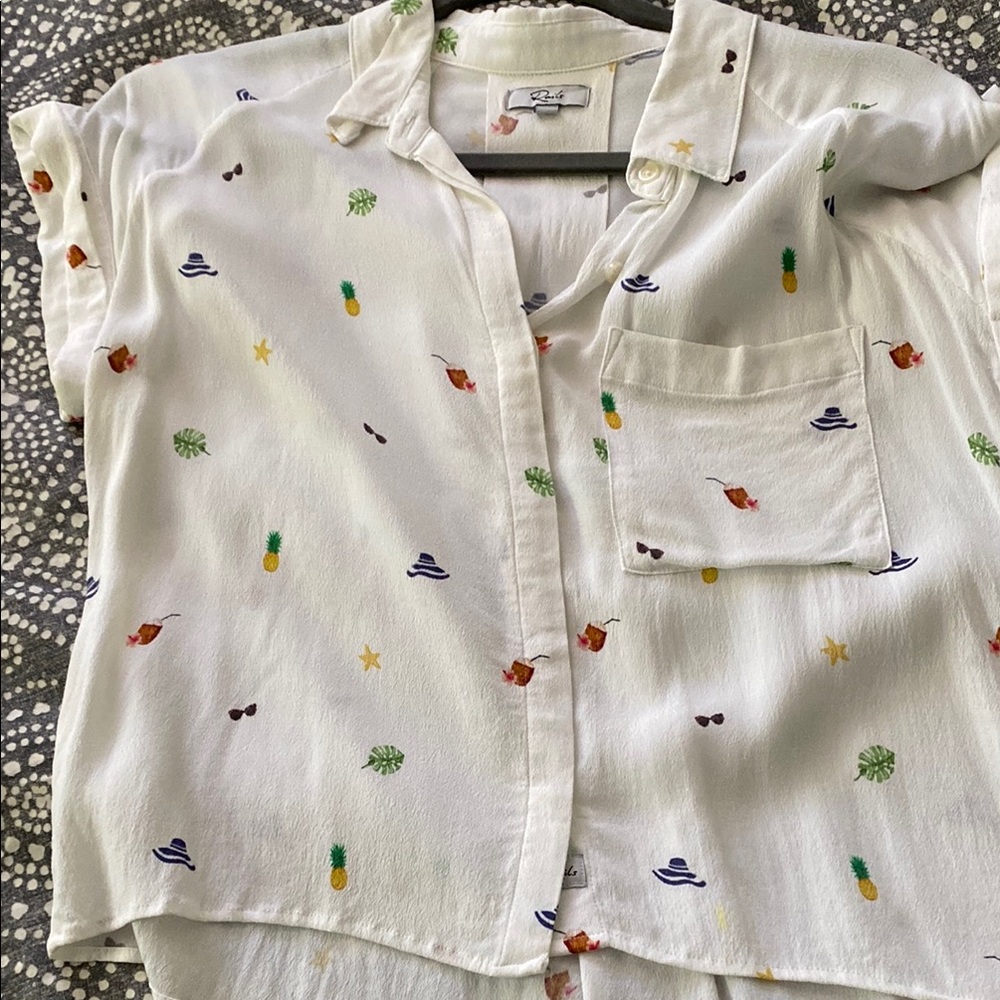Rails White Shirt with Tropical Accents
